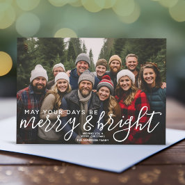 Merry & Bright Calligraphy Horizontal Foto Peace Feiertagskarte