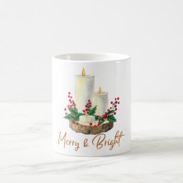 Merry & Bright Candle Holly Christmas Coffee Mug  Kaffeetasse