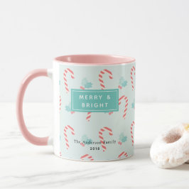 Merry & Bright Candy Cane Pattern Foto Tasse