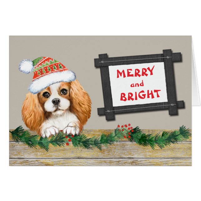 Merry Bright Cavalier King Charles Spaniel Holiday (Vorderseite (Horizontal))