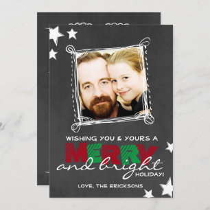 MERRY & BRIGHT CHALKBOARD CHRISTMAS CARD EINLADUNG