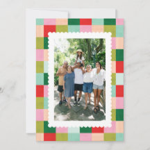 Merry & Bright Checkered Holiday Foto Card