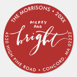 Merry Bright Christmas Address Umschlag Aufkleber