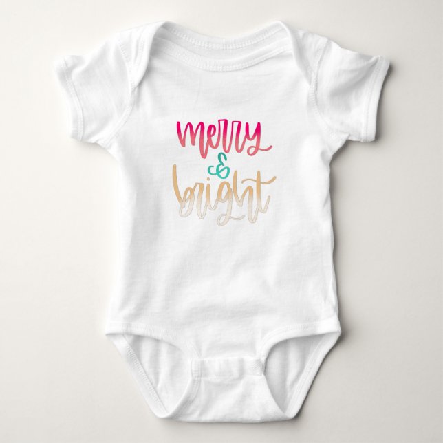 Merry & Bright Christmas Baby Bodysuit Strampler (Vorderseite)