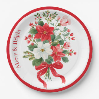 Merry & Bright Christmas Blume Bouquet Pappteller