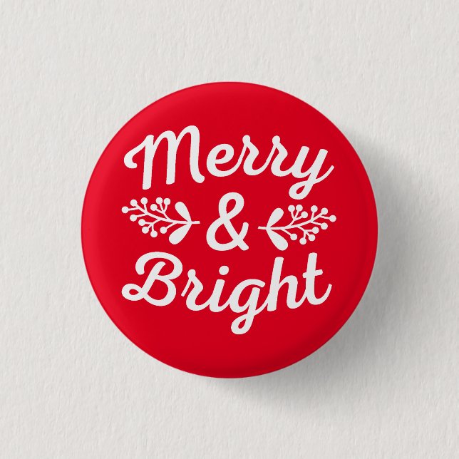 Merry & Bright Christmas Button (Vorderseite)