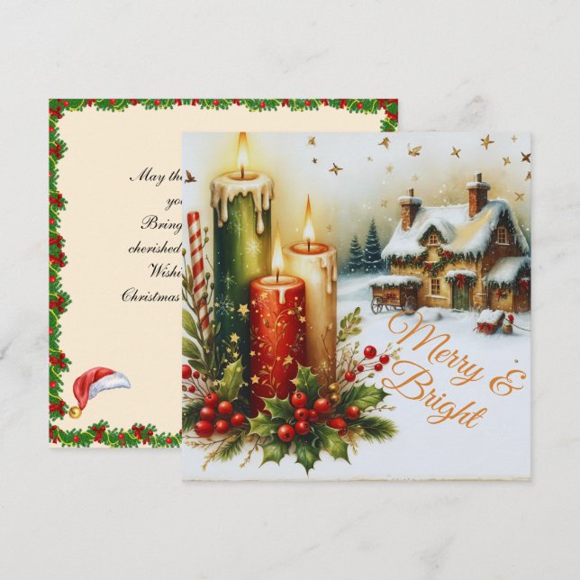 Merry & Bright Christmas Card Feiertagskarte (Vorne/Hinten)