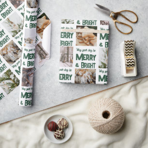 🎄 Merry & Bright Christmas 🎁 Custom Foto Geschenkpapier