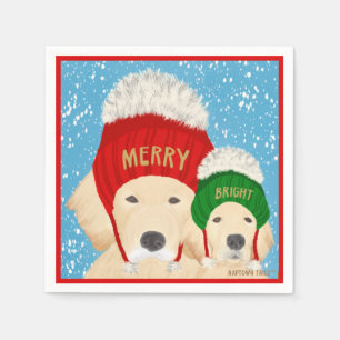 Merry Bright Christmas Dogs Napkins Serviette