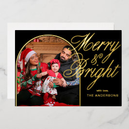 Merry & Bright Christmas Family Foto Folien Feiertagskarte