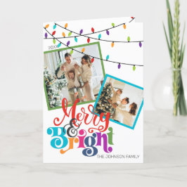 Merry & Bright Christmas Family Foto Urlaubskarte Feiertagskarte