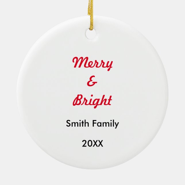 Merry Bright Christmas Foto Baby Kid Custom Niedli Keramik Ornament (Hinten)