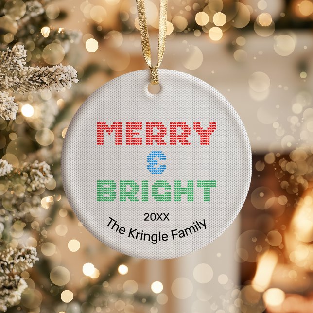 Merry & Bright Christmas Foto Keramik Ornament (Von Creator hochgeladen)