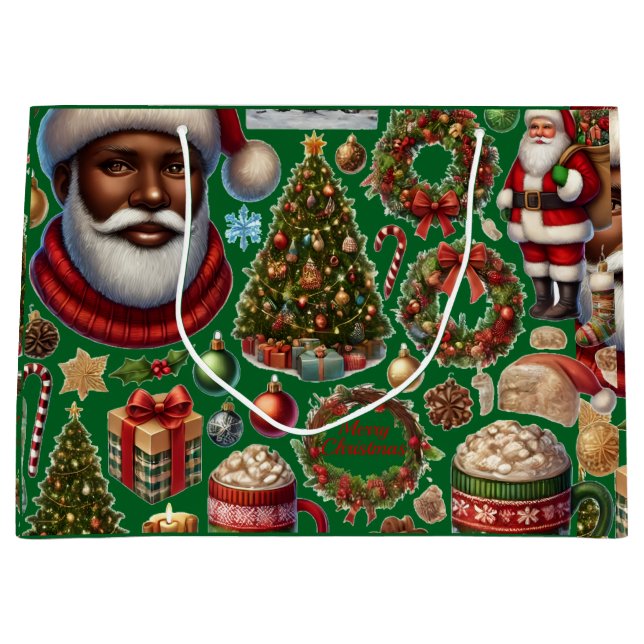 Merry & Bright Christmas Icons Große Geschenktüte (Vorderseite)