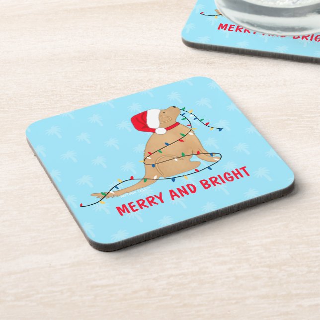 Merry Bright Christmas Lights Dog Coaster Set Getränkeuntersetzer (Linke Seite)