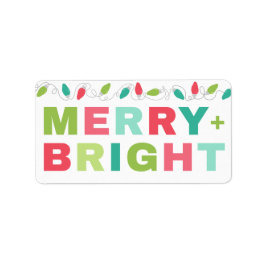 Merry & Bright Christmas Lights Label Adressaufkleber