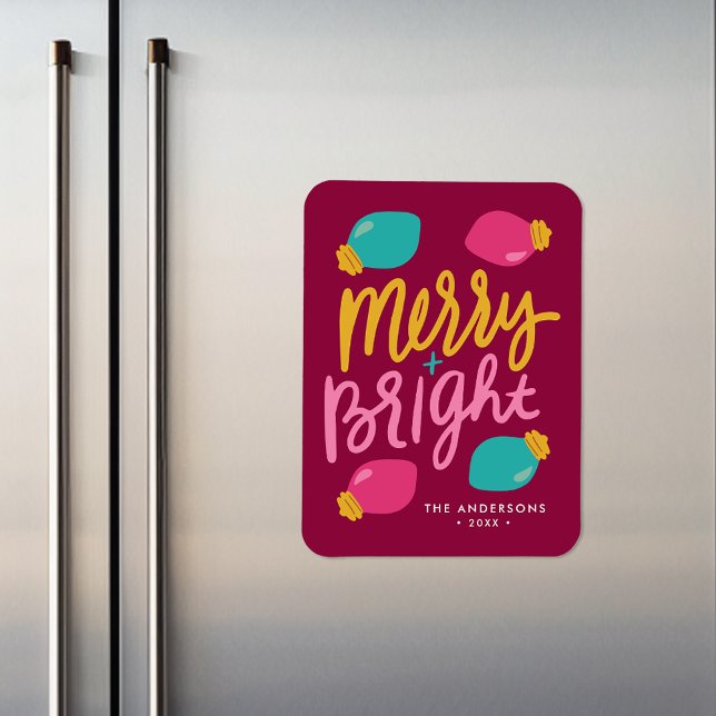 Merry & Bright Christmas Lights Nicht-Foto-Urlaub Magnet (Von Creator hochgeladen)