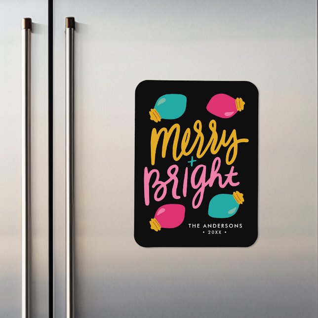 Merry & Bright Christmas Lights Non-Foto Urlaub Magnet (Von Creator hochgeladen)