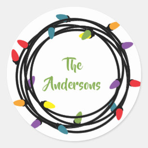 Merry & Bright Christmas Lights Runder Aufkleber