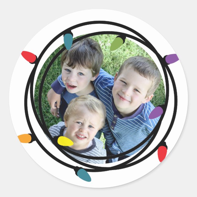 Merry & Bright Christmas Lights Runder Aufkleber (Vorderseite)