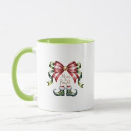 Merry & Bright Christmas Mug • Candy Cane Elf Shoe Tasse