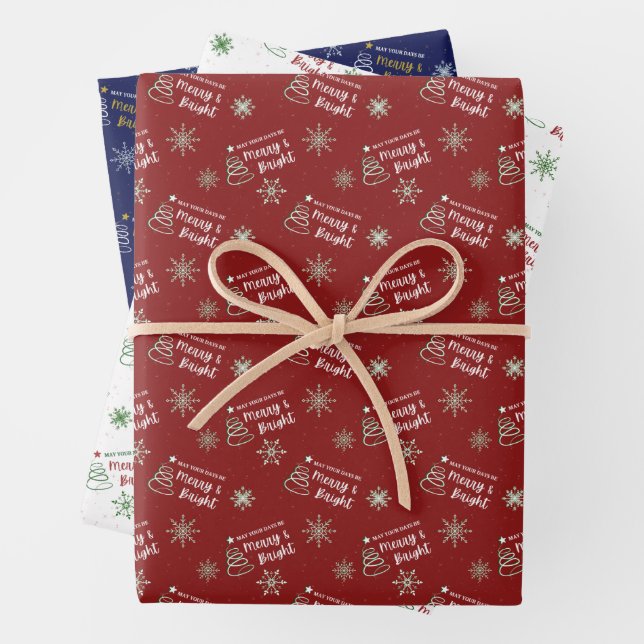 Merry & Bright Christmas Pack Geschenkpapier Set (Beispiel)