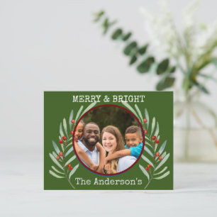 Merry & Bright Christmas Postcard 1 Foto Holly Postkarte