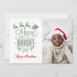 Merry & Bright/Christmas Quote/zweiseitig/weiß Feiertagskarte