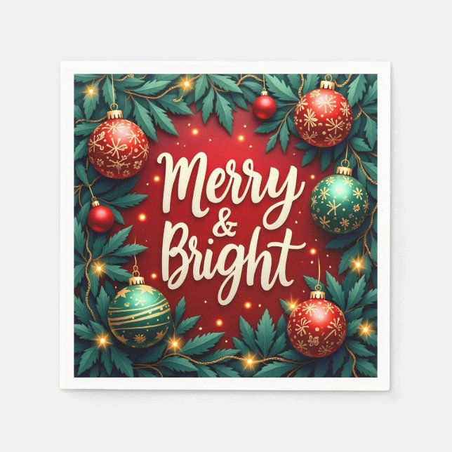 Merry & Bright Christmas  Serviette (Vorderseite)
