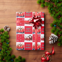 Merry & Bright Christmas Snowflake Foto Red