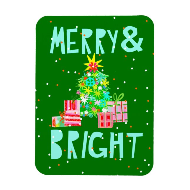 Merry & Bright Christmas Tree Magnet (Vertikal)