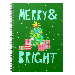 Merry & Bright Christmas Tree Notizblock