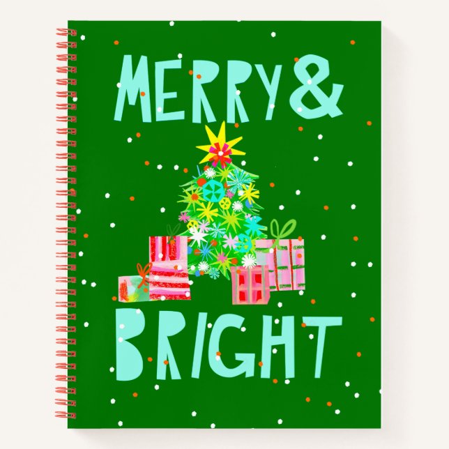 Merry & Bright Christmas Tree Notizbuch (Vorderseite)