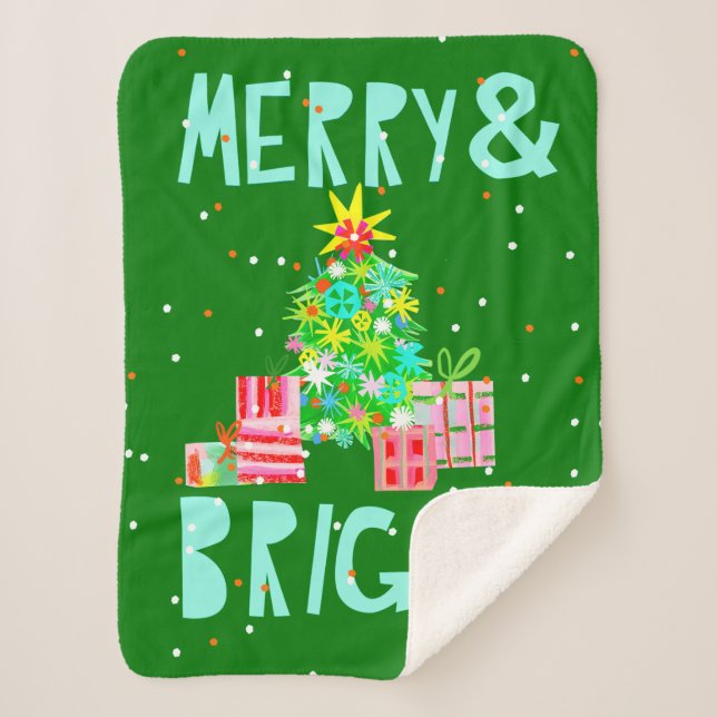 Merry & Bright Christmas Tree Sherpadecke (Vorderseite)