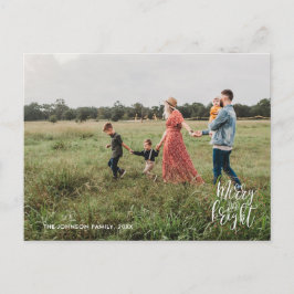 Merry & Bright Christmas Typografy Foto Postcard Postkarte
