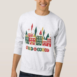 Merry & Bright Christmas Village Design Sweatshirt