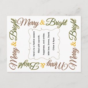 Merry & Bright Classic Retro Feierliche Weihnachte Feiertagspostkarte