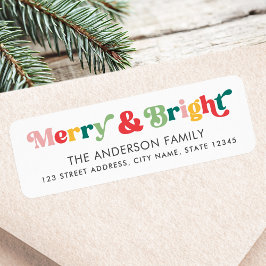 Merry bright colorful retro font return address