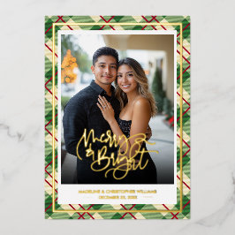 Merry Bright Couple Christmas Plaid Folien Feiertagskarte