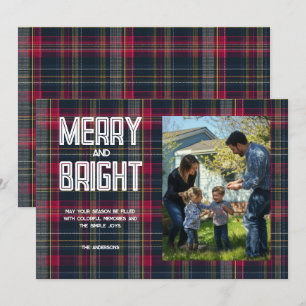 Merry & Bright Custom Tartan Family Foto Holiday Feiertagskarte