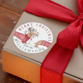 Merry & Bright | Dackel Dog Weihnachtssüßer Runder Aufkleber