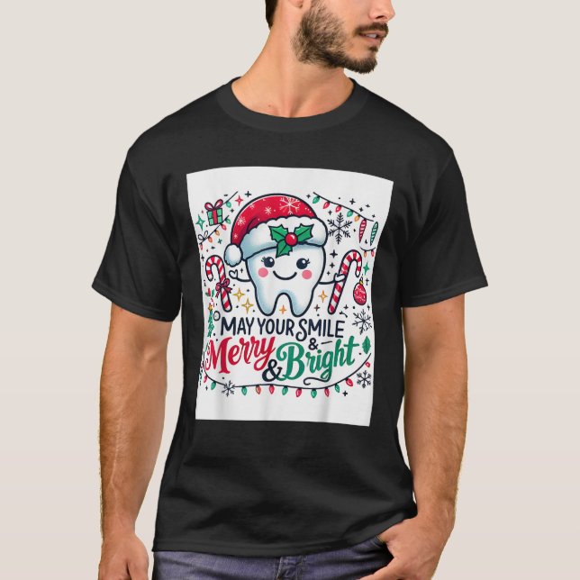 Merry Bright Dental Christmas Niedlich Tooth mit H T-Shirt (Vorderseite)