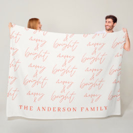 Merry & Bright Drehbuch Text rot und weiß Weihnach Fleecedecke