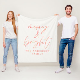 Merry & Bright Drehbuch Text rot und weiß Weihnach Fleecedecke