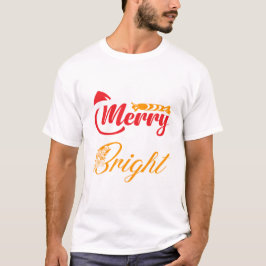 "Merry & Bright" Elegant Christmas Typography T-Shirt