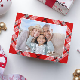 Merry & Bright Elegant Kariertes Foto Weihnachten