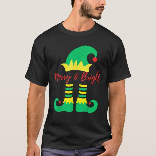 Merry Bright Elf Funny Santa Elves Ugly Weihnachte T-Shirt (Vorderseite)