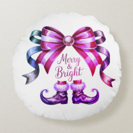Merry & Bright Enchanted Bow & Elf Shoes  Rundes Kissen
