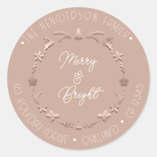 Merry Bright Familienadresse Wreath Death Rose Pin Runder Aufkleber