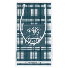 Merry & Bright | Familienname | Grüne Karierte Mün Kleine Geschenktüte
